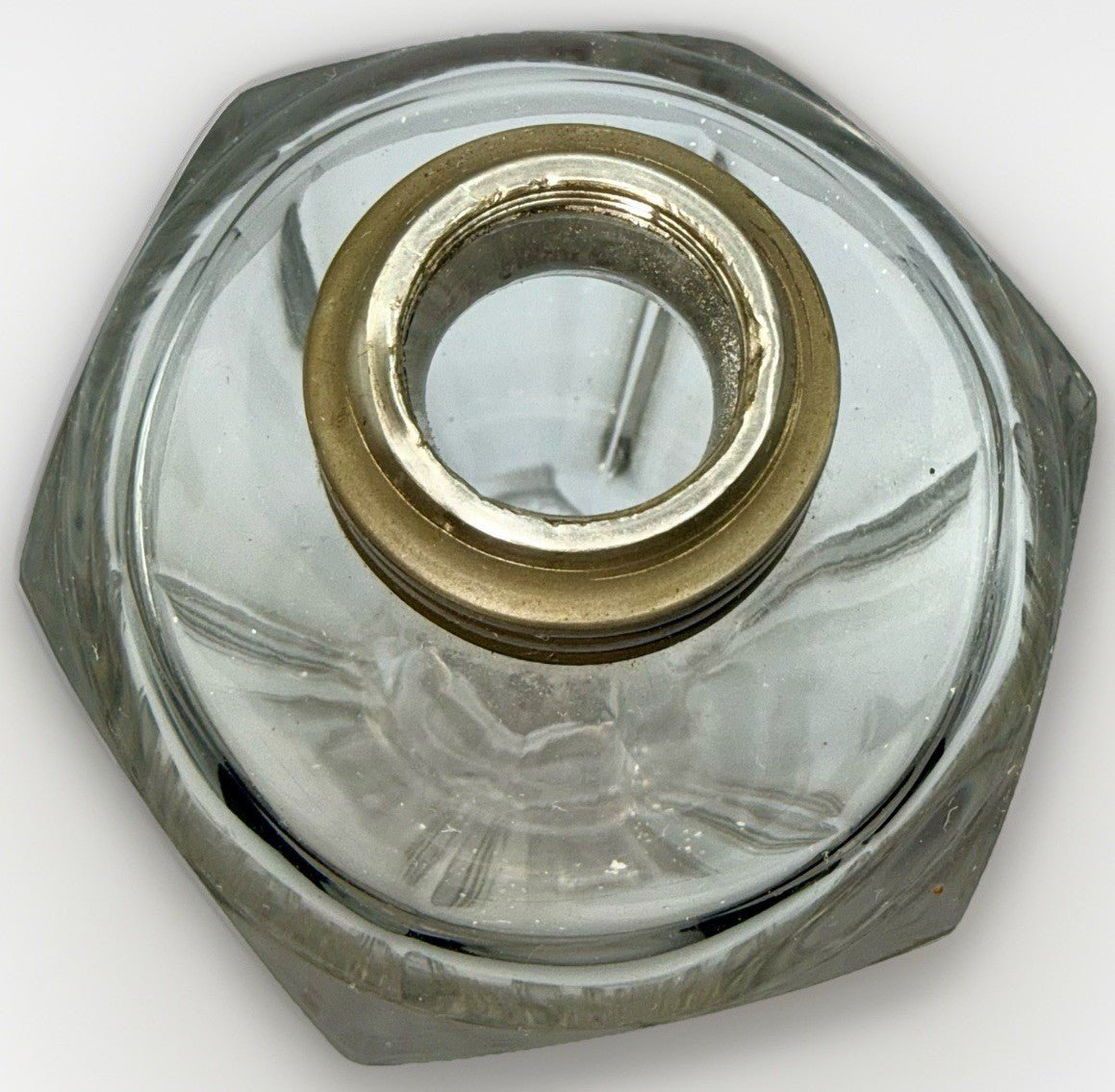 Whale Oil Kerosene Lamp Antique Hexagonal Glass Dome Top No. 1 Pewter Collar - AntiquesEtceteraWhale Oil Kerosene Lamp Antique Hexagonal Glass Dome Top No. 1 Pewter CollarAntiqueAntiquesEtcetera