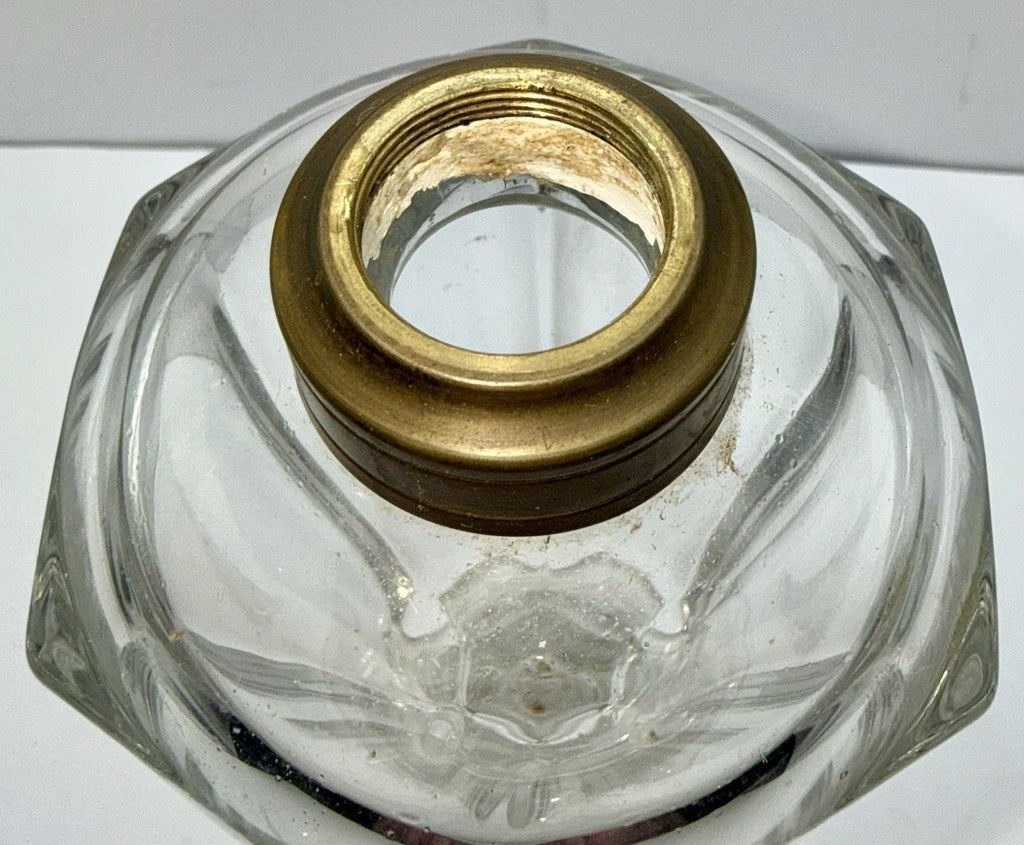 Whale Oil Kerosene Lamp Antique Hexagonal Glass Form Dome Top No. 1 Brass Collar - AntiquesEtceteraWhale Oil Kerosene Lamp Antique Hexagonal Glass Form Dome Top No. 1 Brass CollarAntiqueAntiquesEtcetera