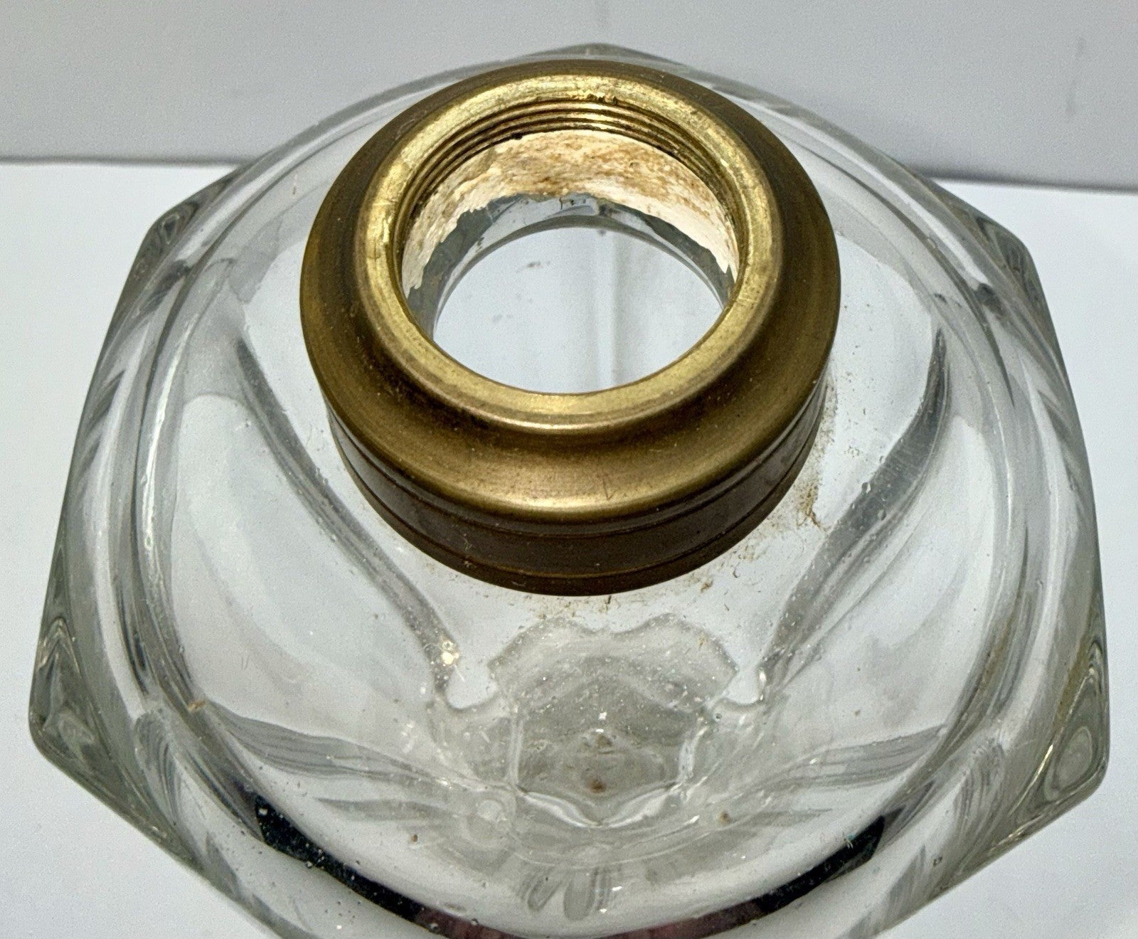 Whale Oil Kerosene Lamp Antique Hexagonal Glass Form Dome Top No. 1 Brass Collar - AntiquesEtceteraWhale Oil Kerosene Lamp Antique Hexagonal Glass Form Dome Top No. 1 Brass CollarAntiqueAntiquesEtcetera