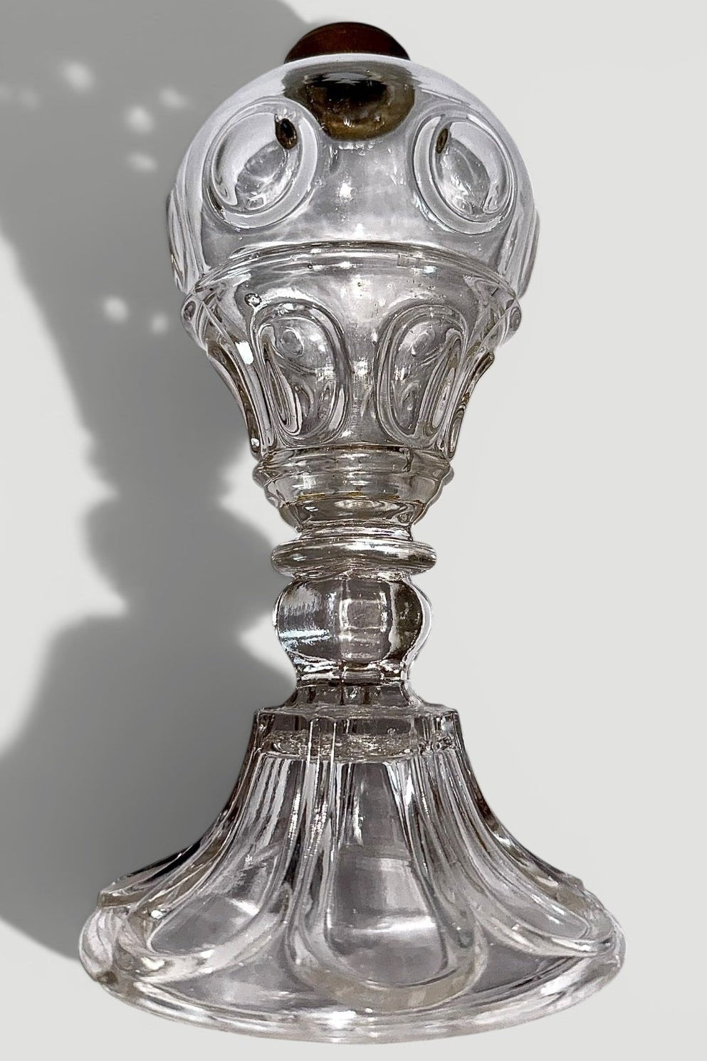 Whale Oil Pressed Glass Lamp Ring and Oval Pattern Victorian EraAntiquesEtcetera