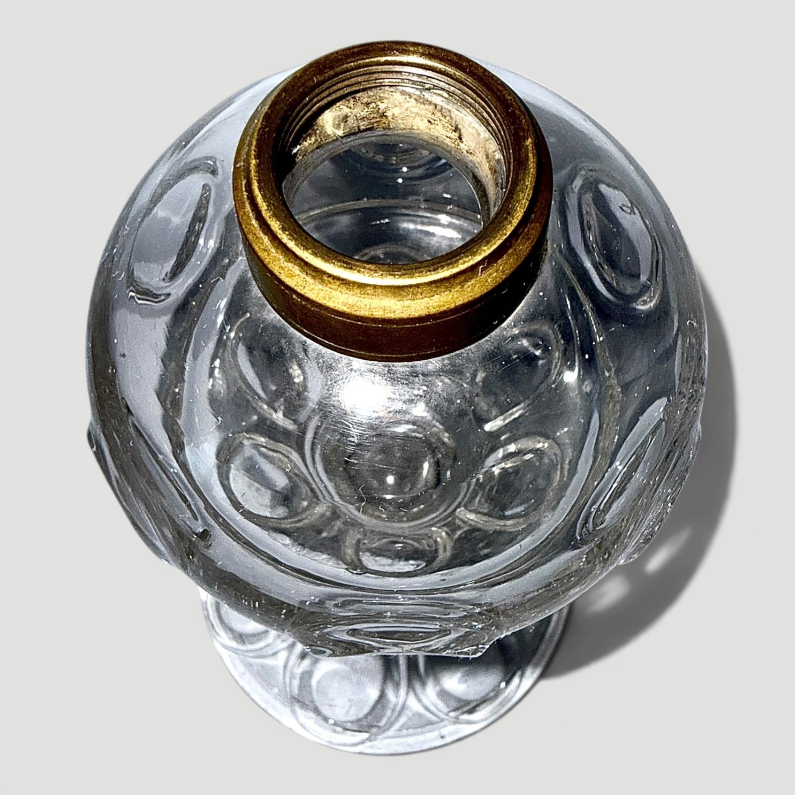 Whale Oil Pressed Glass Lamp Ring and Oval Pattern Victorian EraAntiquesEtcetera