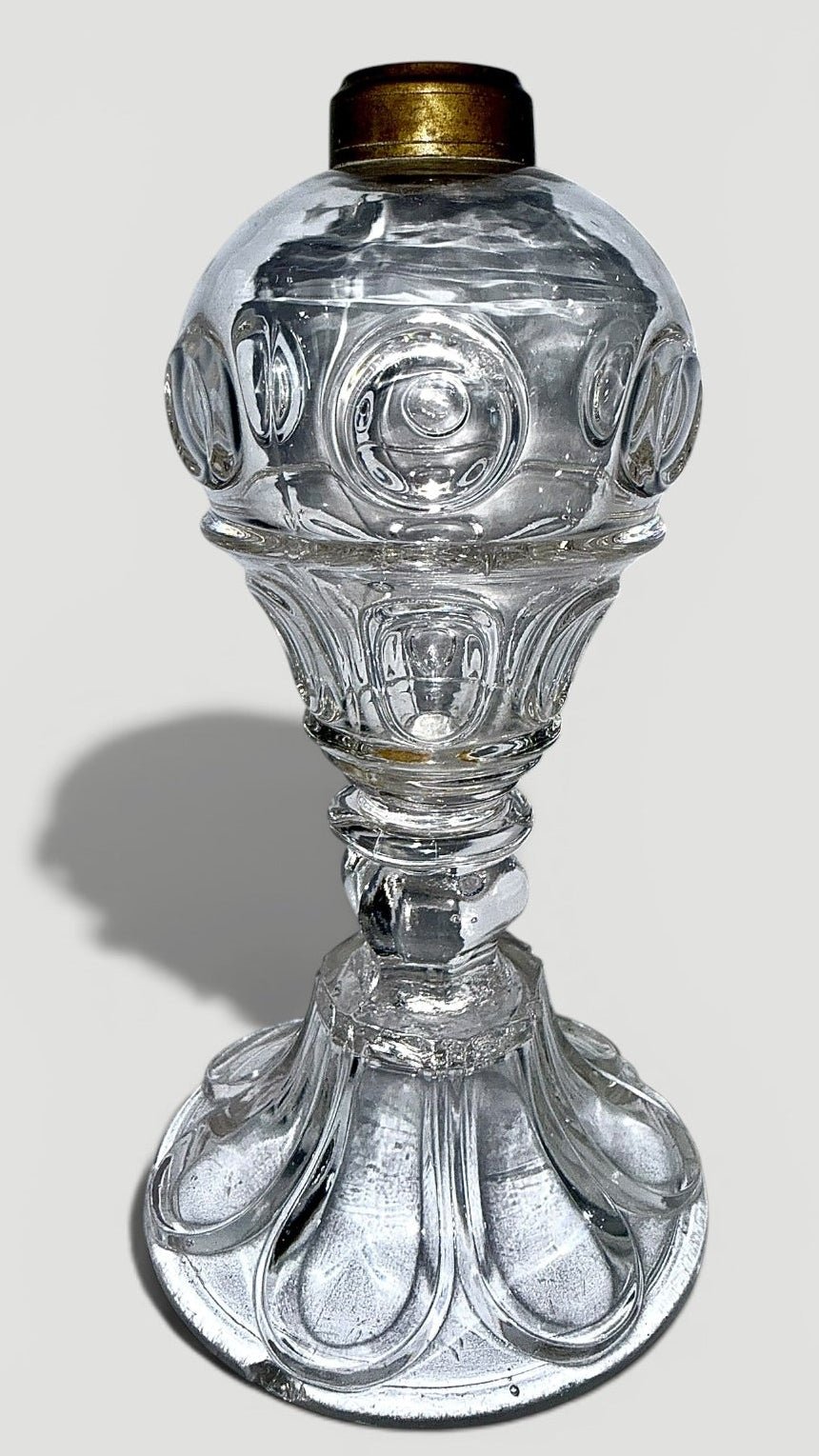 Whale Oil Pressed Glass Lamp Ring and Oval Pattern Victorian EraAntiquesEtcetera