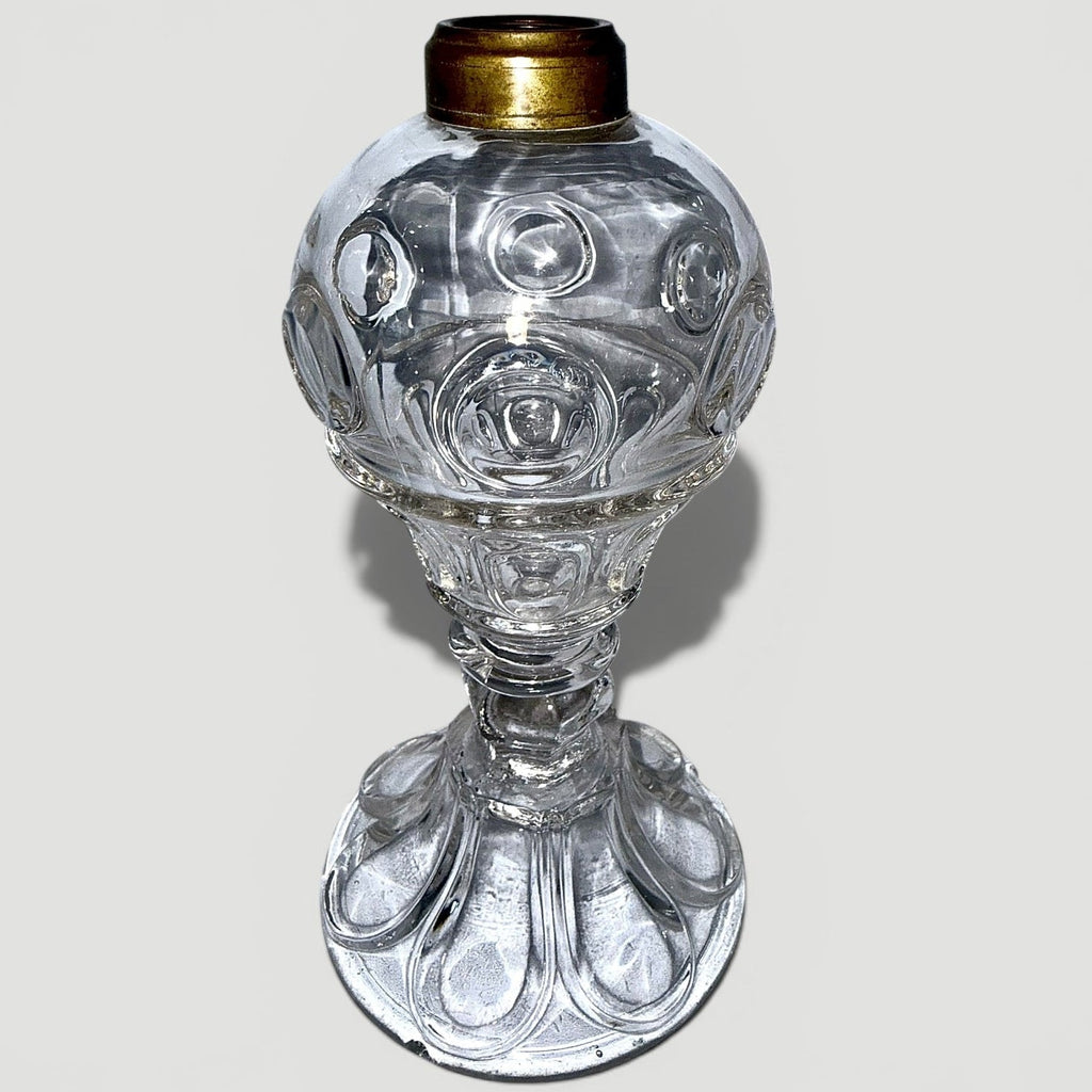 Whale Oil Pressed Glass Lamp Ring and Oval Pattern Victorian EraAntiquesEtcetera