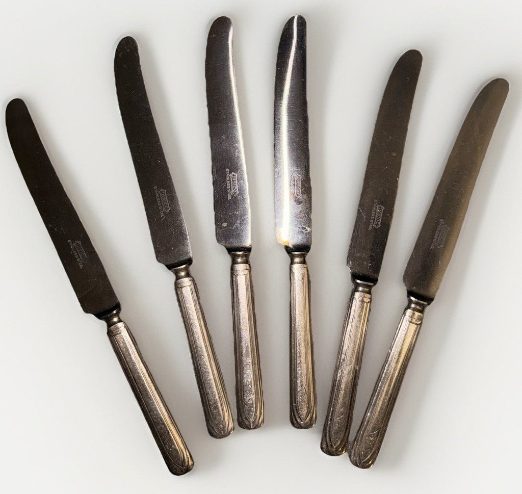 Wm Rogers X12 Pat '18 Silverplate Flatware Set Service for 6 Insico Knife Blades - AntiquesEtceteraWm Rogers X12 Pat '18 Silverplate Flatware Set Service for 6 Insico Knife BladesWm. A RogersAntiquesEtcetera