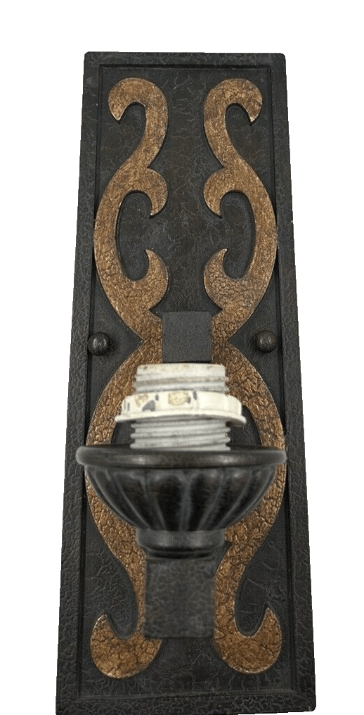Wonderful Celtic Style Wall Sconce Earthen Colors Glass Shade - AntiquesEtceteraWonderful Celtic Style Wall Sconce Earthen Colors Glass ShadeUnbrandedAntiquesEtcetera