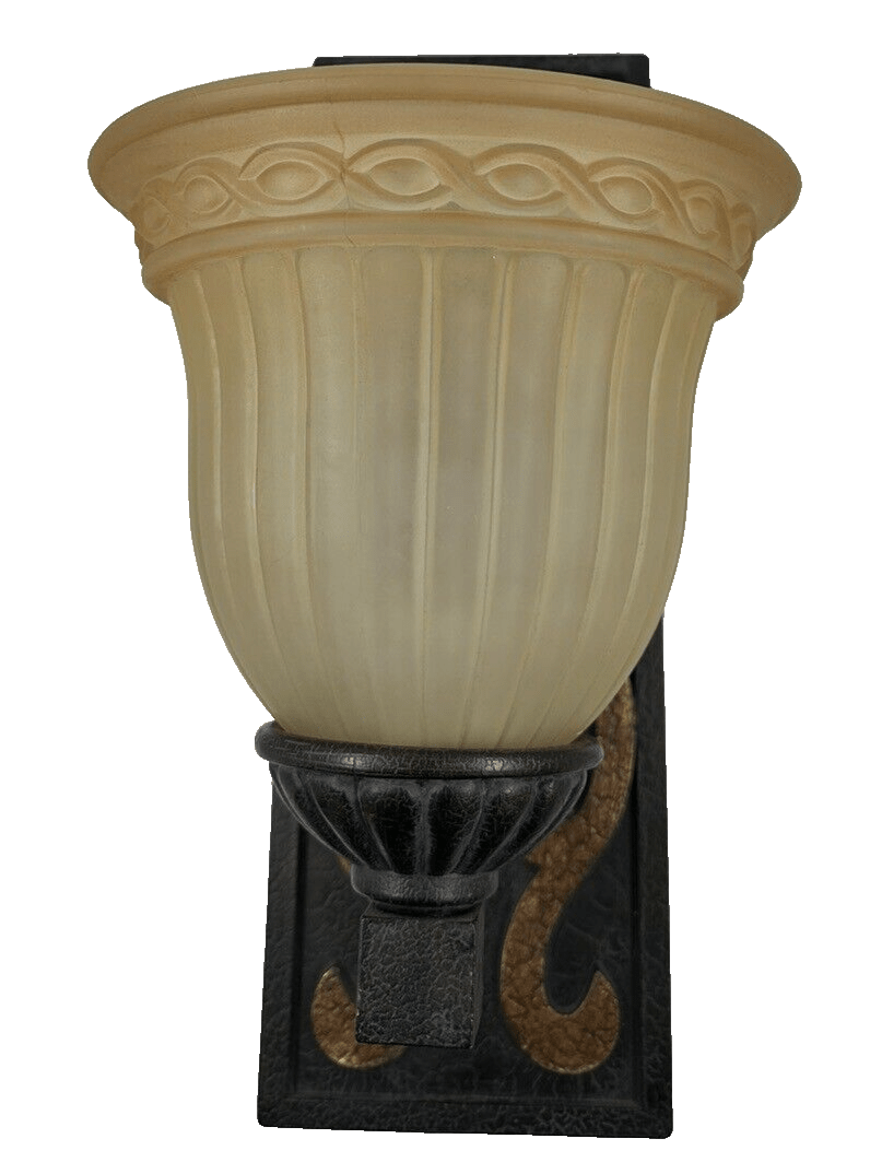 Wonderful Celtic Style Wall Sconce Earthen Colors Glass Shade - AntiquesEtceteraWonderful Celtic Style Wall Sconce Earthen Colors Glass ShadeUnbrandedAntiquesEtcetera