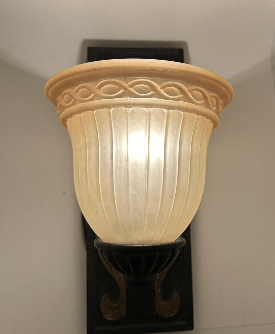 Wonderful Celtic Style Wall Sconce Earthen Colors Glass Shade - AntiquesEtceteraWonderful Celtic Style Wall Sconce Earthen Colors Glass ShadeUnbrandedAntiquesEtcetera