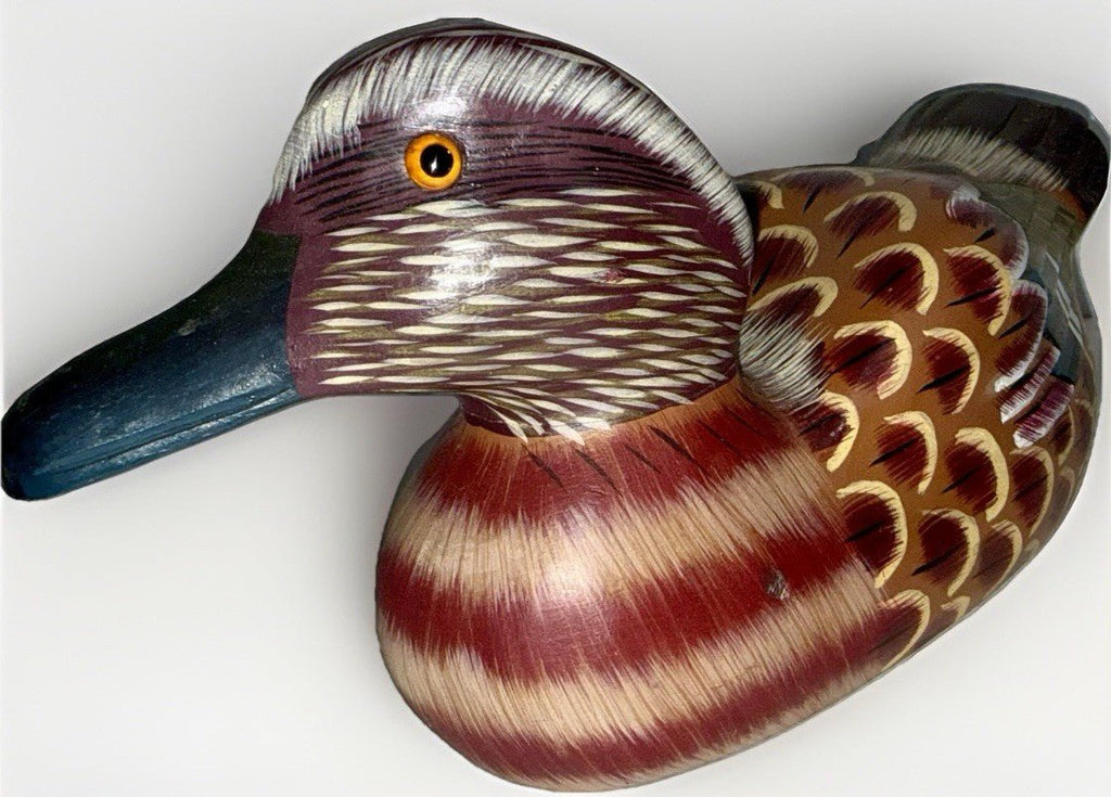 Wooden Handpainted Mandarin Duck / Drake w/ Glass Eyes Decorative Decoy - AntiquesEtceteraWooden Handpainted Mandarin Duck / Drake w/ Glass Eyes Decorative DecoyUnbrandedAntiquesEtcetera