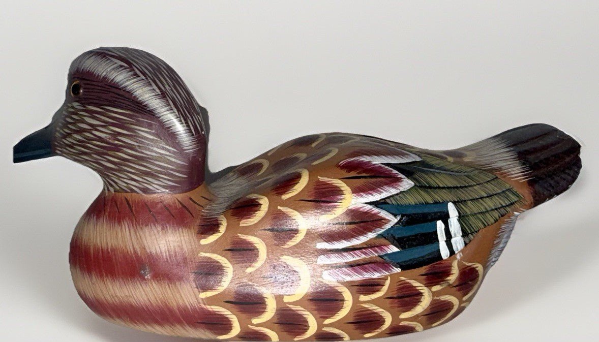 Wooden Handpainted Mandarin Duck / Drake w/ Glass Eyes Decorative Decoy - AntiquesEtceteraWooden Handpainted Mandarin Duck / Drake w/ Glass Eyes Decorative DecoyUnbrandedAntiquesEtcetera