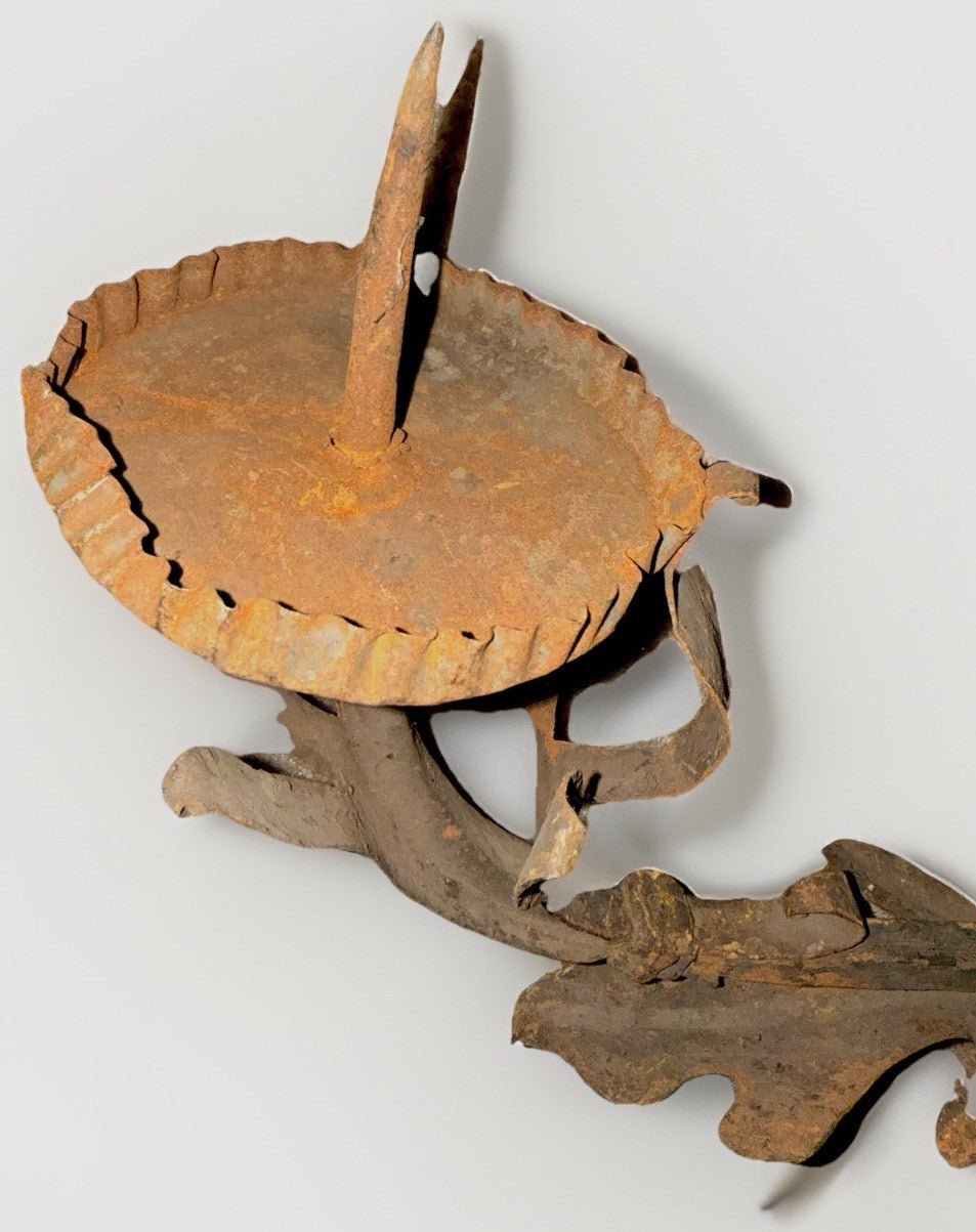 Wrought Iron Pricket Candle Holder Spike Ornamental Wall Mount Antique Oak Leaf - AntiquesEtceteraWrought Iron Pricket Candle Holder Spike Ornamental Wall Mount Antique Oak LeafAntiquesEtceteraAntiquesEtcetera
