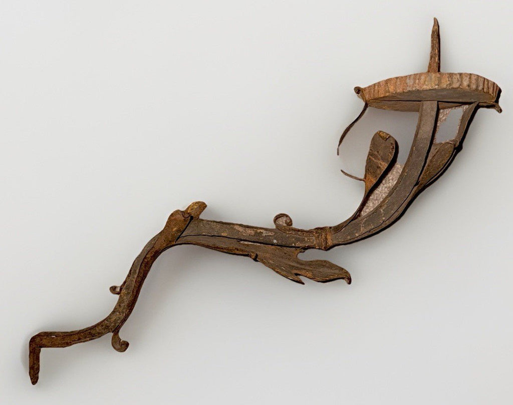 Wrought Iron Pricket Candle Holder Spike Ornamental Wall Mount Antique Oak Leaf - AntiquesEtceteraWrought Iron Pricket Candle Holder Spike Ornamental Wall Mount Antique Oak LeafAntiquesEtceteraAntiquesEtcetera
