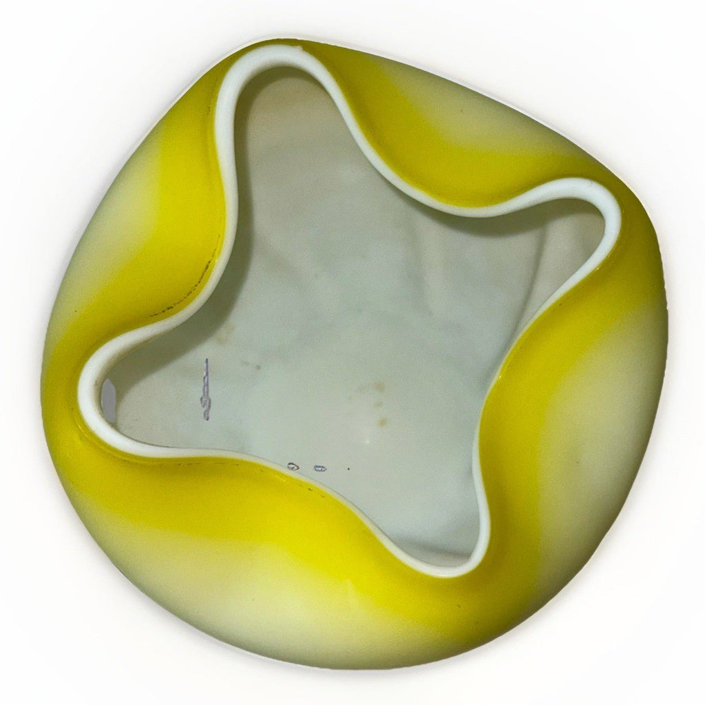 Yellow Satin Art Glass Rose Bowl Victorian Hand Blown with Pontil 6" Diameter - AntiquesEtceteraYellow Satin Art Glass Rose Bowl Victorian Hand Blown with Pontil 6" DiameterUnmarkedAntiquesEtcetera