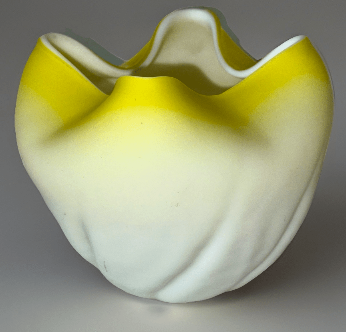 Yellow Satin Art Glass Rose Bowl Victorian Hand Blown with Pontil 6" Diameter - AntiquesEtceteraYellow Satin Art Glass Rose Bowl Victorian Hand Blown with Pontil 6" DiameterUnmarkedAntiquesEtcetera