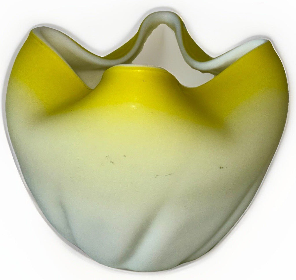Yellow Satin Art Glass Rose Bowl Victorian Hand Blown with Pontil 6" Diameter - AntiquesEtceteraYellow Satin Art Glass Rose Bowl Victorian Hand Blown with Pontil 6" DiameterUnmarkedAntiquesEtcetera