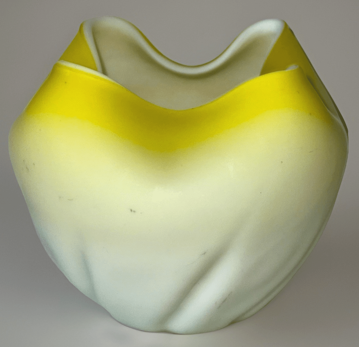 Yellow Satin Art Glass Rose Bowl Victorian Hand Blown with Pontil 6" Diameter - AntiquesEtceteraYellow Satin Art Glass Rose Bowl Victorian Hand Blown with Pontil 6" DiameterUnmarkedAntiquesEtcetera
